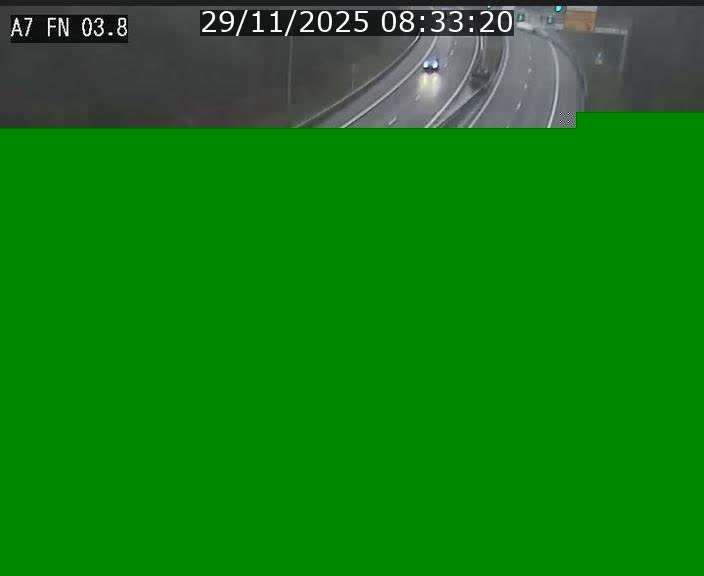 <h2>Caméra autoroute Luxembourg A7 - Passage à gibier Rëngelbour - direction Tunnel Stafelter</h2>