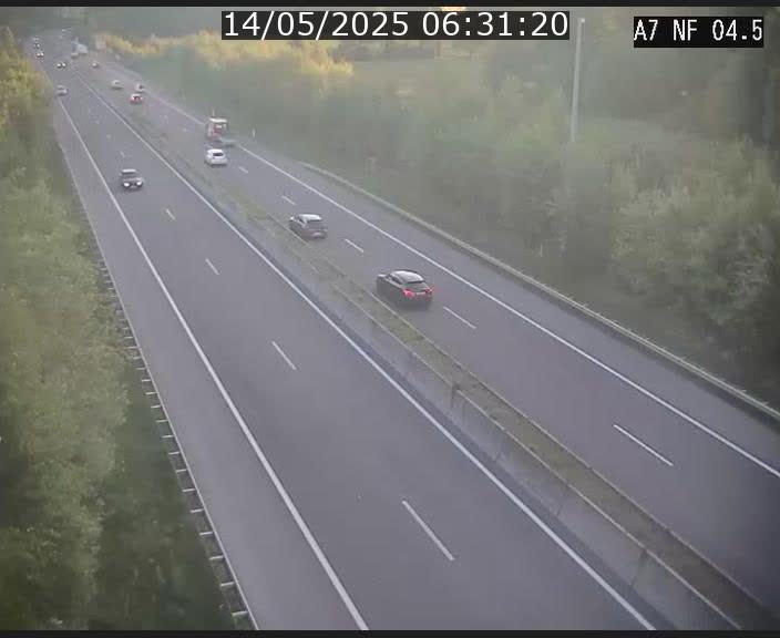 <h2>Caméra autoroute Luxembourg A7 - Passage à gibier Rëngelbour - direction Tunnel Grouft</h2>