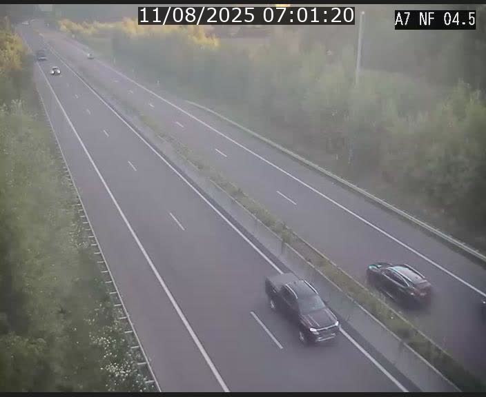 Caméra autoroute Luxembourg A7 - Passage à gibier Rëngelbour - direction Tunnel Grouft