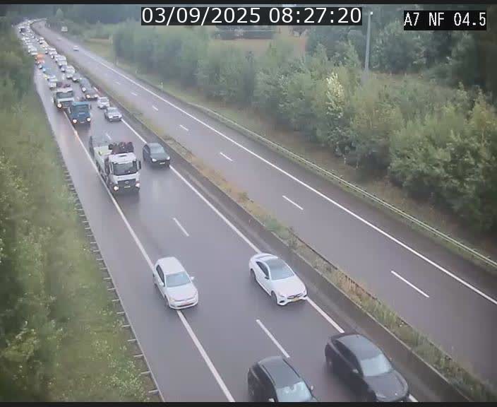 Caméra autoroute Luxembourg A7 - Passage à gibier Rëngelbour - direction Tunnel Grouft