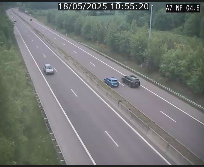 <h2>Caméra autoroute Luxembourg A7 - Passage à gibier Rëngelbour - direction Tunnel Grouft</h2>