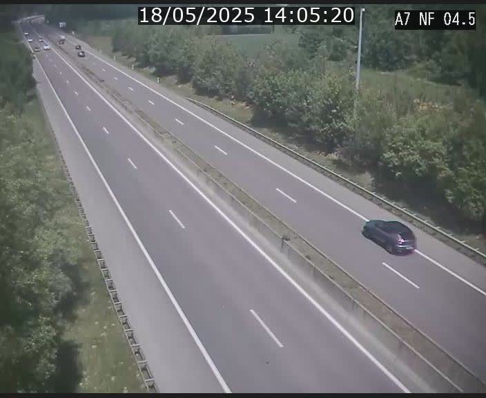 <h2>Caméra autoroute Luxembourg A7 - Passage à gibier Rëngelbour - direction Tunnel Grouft</h2>