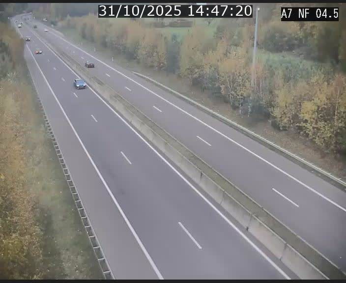 <h2>Caméra autoroute Luxembourg A7 - Passage à gibier Rëngelbour - direction Tunnel Grouft</h2>