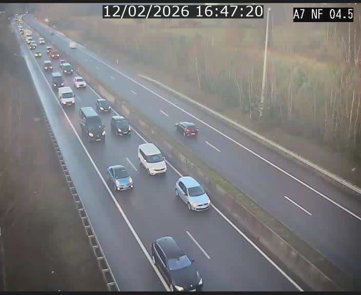 <h2>Caméra autoroute Luxembourg A7 - Passage à gibier Rëngelbour - direction Tunnel Grouft</h2>