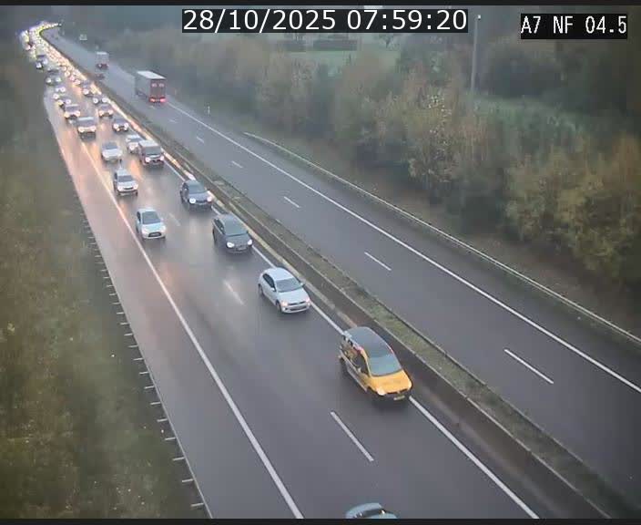 <h2>Caméra autoroute Luxembourg A7 - Passage à gibier Rëngelbour - direction Tunnel Grouft</h2>