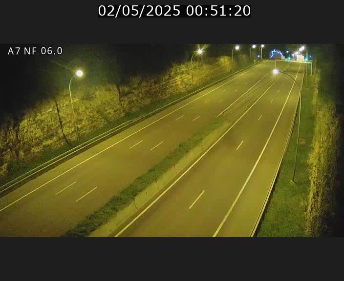 Caméra autoroute A7 Luxembourg - entrée sud du Tunnel Grouft - direction Lorentzweiler