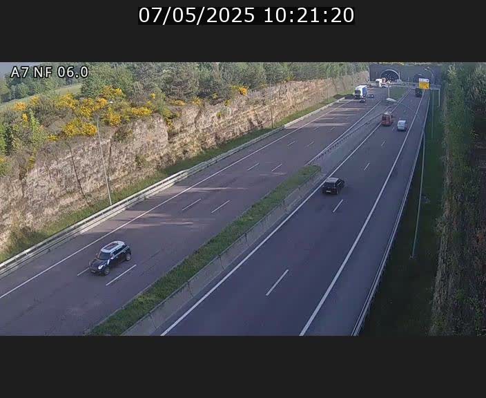 Caméra autoroute A7 Luxembourg - entrée sud du Tunnel Grouft - direction Lorentzweiler