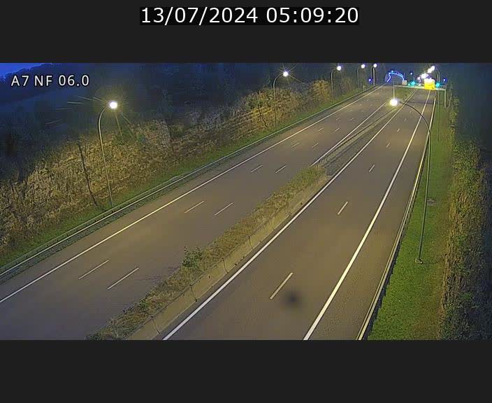 Caméra autoroute A7 Luxembourg - entrée sud du Tunnel Grouft - direction Lorentzweiler