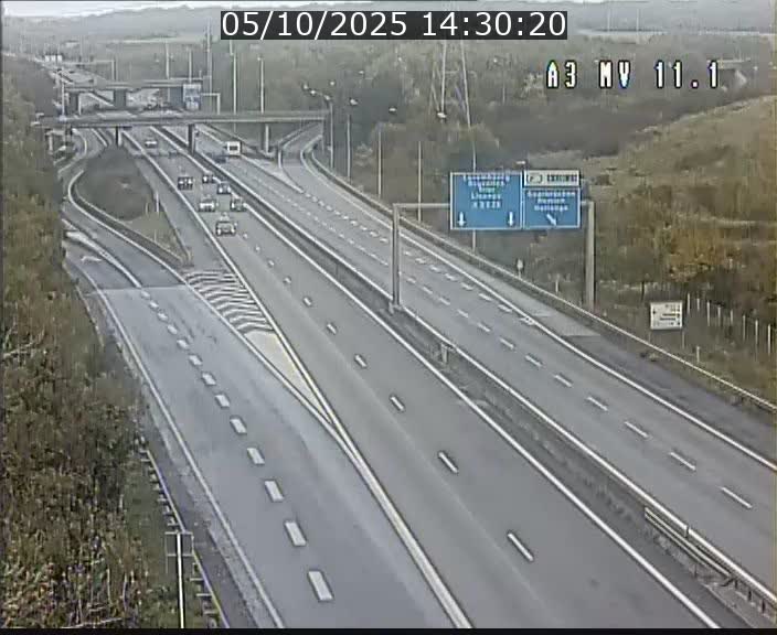 <h2>Traffic live webcam Luxembourg Croix de Bettembourg A3 - BK 11.1 - direction Luxembourg-ville</h2>