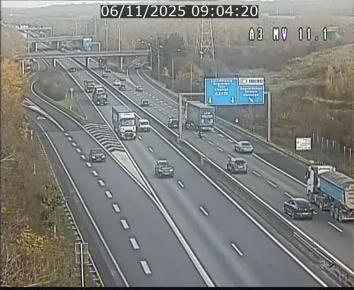 Traffic live webcam Luxembourg Croix de Bettembourg A3 - BK 11.1 - direction Luxembourg-ville