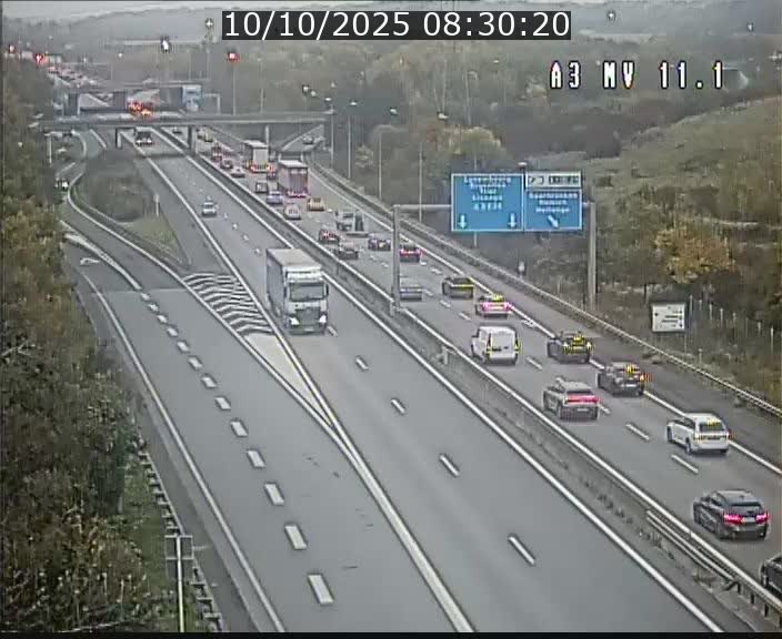 <h2>Traffic live webcam Luxembourg Croix de Bettembourg A3 - BK 11.1 - direction Luxembourg-ville</h2>