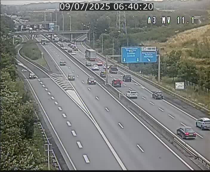 Traffic live webcam Luxembourg Croix de Bettembourg A3 - BK 11.1 - direction Luxembourg-ville
