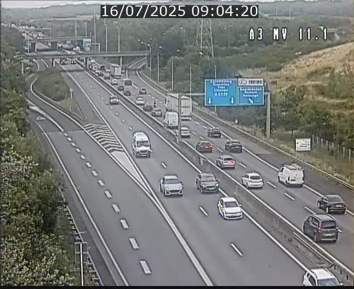 Traffic live webcam Luxembourg Croix de Bettembourg A3 - BK 11.1 - direction Luxembourg-ville