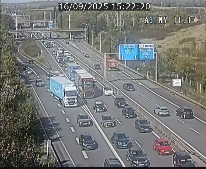 Traffic live webcam Luxembourg Croix de Bettembourg A3 - BK 11.1 - direction Luxembourg-ville