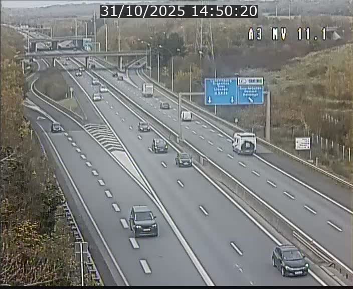 Traffic live webcam Luxembourg Croix de Bettembourg A3 - BK 11.1 - direction Luxembourg-ville