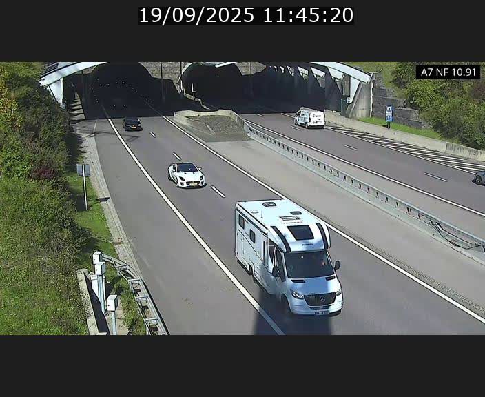 Caméra trafic Luxembourg - A7, Tunnel Gousselerbierg, entrée sud, direction Mersch