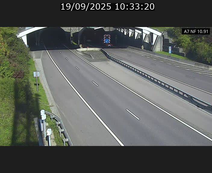Caméra trafic Luxembourg - A7, Tunnel Gousselerbierg, entrée sud, direction Mersch