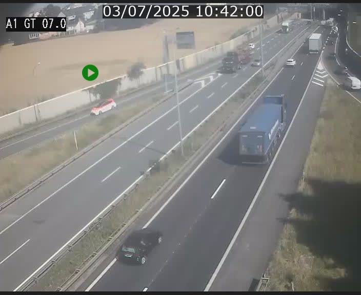 Traffic live webcam Luxembourg Cents - A1 direction Kirchberg - BK 7