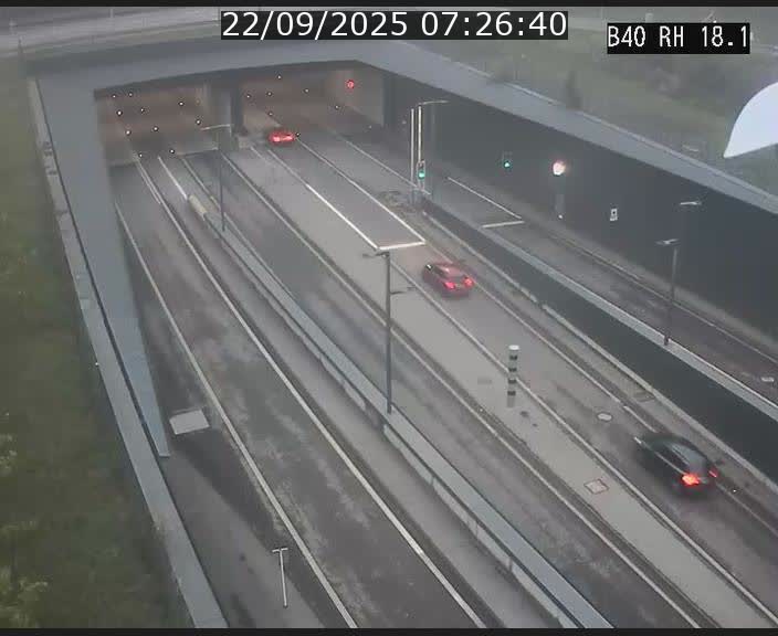 Webcam sur la route de contournement d'Esch-Belval avant le tunnel Central Gate au niveau de la porte de France et du radar fixe