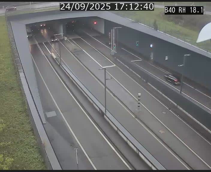 Webcam sur la route de contournement d'Esch-Belval avant le tunnel Central Gate au niveau de la porte de France et du radar fixe