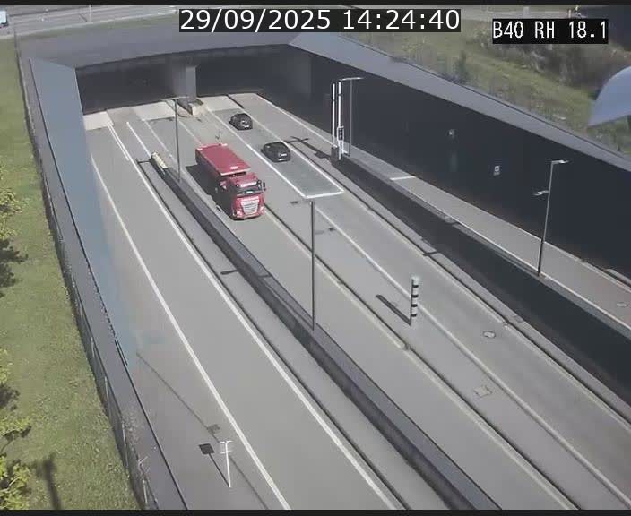 Webcam sur la route de contournement d'Esch-Belval avant le tunnel Central Gate au niveau de la porte de France et du radar fixe