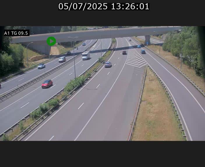 Traffic live webcam Luxembourg Jonction Grünewald - A1 direction Luxembourg-ville - BK 9.5