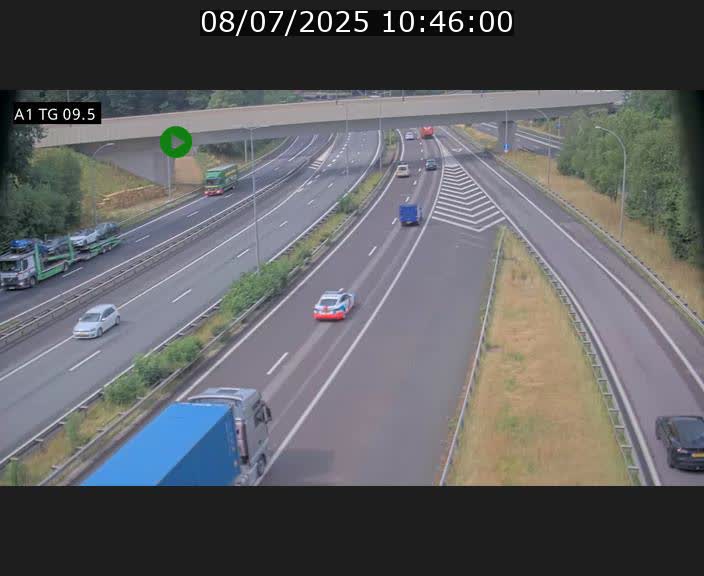 Traffic live webcam Luxembourg Jonction Grünewald - A1 direction Luxembourg-ville - BK 9.5