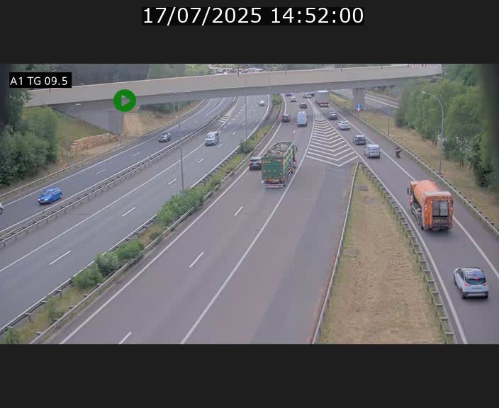 Traffic live webcam Luxembourg Jonction Grünewald - A1 direction Luxembourg-ville - BK 9.5