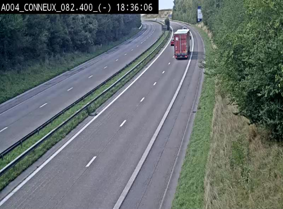 <h2>Webcam sur l'E411 avant les sorties 20 menant à Ciney, Dinant et Achêne. Vue orientée vers Namur</h2>