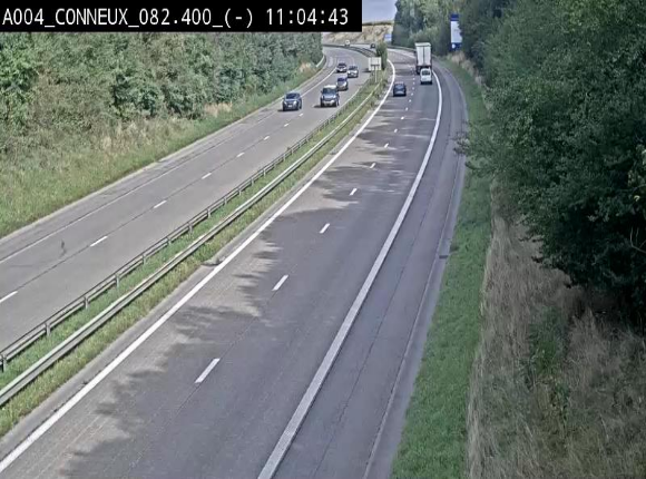 <h2>Webcam sur l'E411 avant les sorties 20 menant à Ciney, Dinant et Achêne. Vue orientée vers Namur</h2>