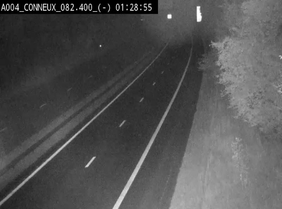 <h2>Webcam sur l'E411 avant les sorties 20 menant à Ciney, Dinant et Achêne. Vue orientée vers Namur</h2>