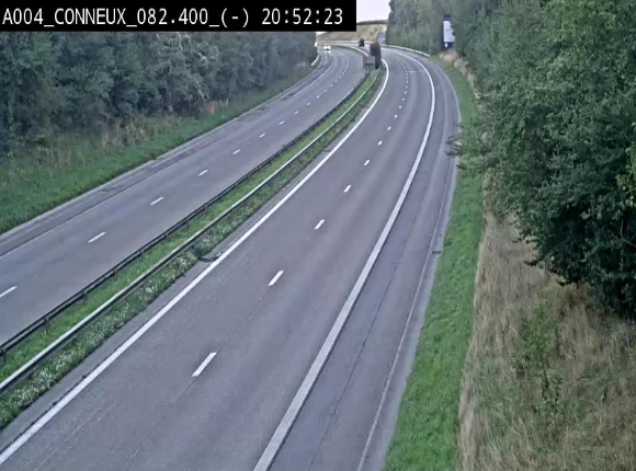 <h2>Webcam sur l'E411 avant les sorties 20 menant à Ciney, Dinant et Achêne. Vue orientée vers Namur</h2>