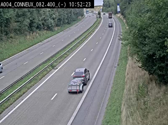 <h2>Webcam sur l'E411 avant les sorties 20 menant à Ciney, Dinant et Achêne. Vue orientée vers Namur</h2>