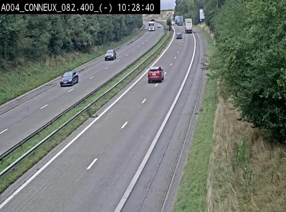 <h2>Webcam sur l'E411 avant les sorties 20 menant à Ciney, Dinant et Achêne. Vue orientée vers Namur</h2>