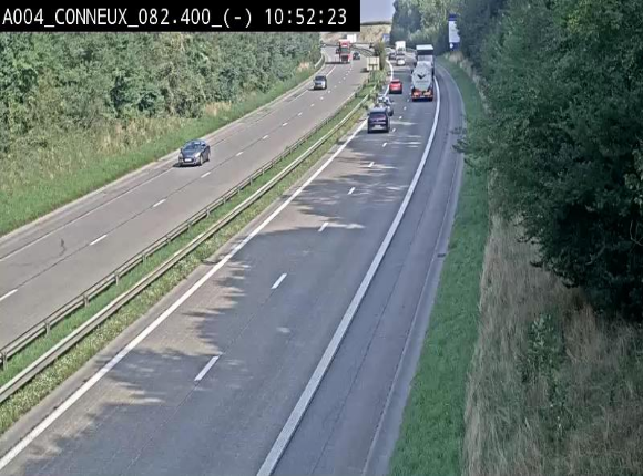 <h2>Webcam sur l'E411 avant les sorties 20 menant à Ciney, Dinant et Achêne. Vue orientée vers Namur</h2>