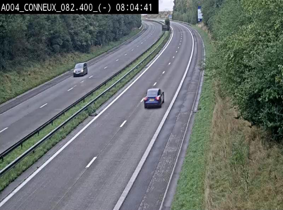 <h2>Webcam sur l'E411 avant les sorties 20 menant à Ciney, Dinant et Achêne. Vue orientée vers Namur</h2>