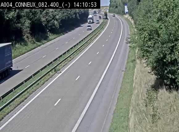 <h2>Webcam sur l'E411 avant les sorties 20 menant à Ciney, Dinant et Achêne. Vue orientée vers Namur</h2>