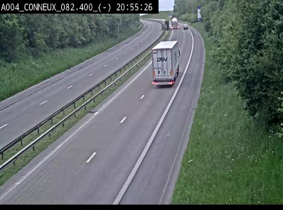 <h2>Webcam sur l'E411 avant les sorties 20 menant à Ciney, Dinant et Achêne. Vue orientée vers Namur</h2>