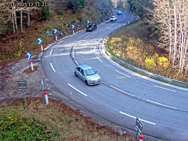 Webcam dans le Jura, sur la N5 dans la côte des Rousses à proximité de Morez