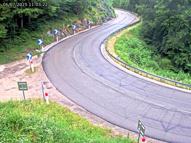 Webcam dans le Jura, sur la N5 dans la côte des Rousses à proximité de Morez