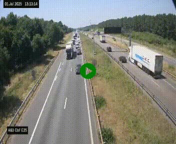 <h2>Webcam autoroute A63 en périphérie de Bordeaux au sud-est de la ville, en provenance du bassin d'Arcachon. Vue orientée vers Bordeaux</h2>