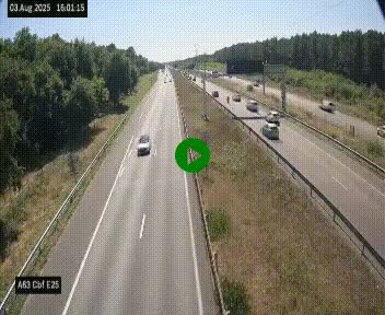 <h2>Webcam autoroute A63 en périphérie de Bordeaux au sud-est de la ville, en provenance du bassin d'Arcachon. Vue orientée vers Bordeaux</h2>
