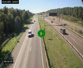 <h2>Webcam autoroute A63 en périphérie de Bordeaux au sud-est de la ville, en provenance du bassin d'Arcachon. Vue orientée vers Bordeaux</h2>