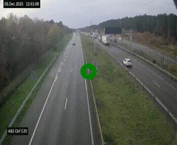 <h2>Webcam autoroute A63 en périphérie de Bordeaux au sud-est de la ville, en provenance du bassin d'Arcachon. Vue orientée vers Bordeaux</h2>