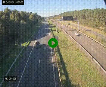 <h2>Webcam autoroute A63 en périphérie de Bordeaux au sud-est de la ville, en provenance du bassin d'Arcachon. Vue orientée vers Bordeaux</h2>
