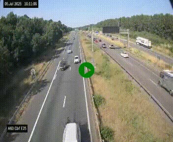 <h2>Webcam autoroute A63 en périphérie de Bordeaux au sud-est de la ville, en provenance du bassin d'Arcachon. Vue orientée vers Bordeaux</h2>