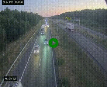<h2>Webcam autoroute A63 en périphérie de Bordeaux au sud-est de la ville, en provenance du bassin d'Arcachon. Vue orientée vers Bordeaux</h2>