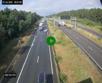 <h2>Webcam autoroute A63 en périphérie de Bordeaux au sud-est de la ville, en provenance du bassin d'Arcachon. Vue orientée vers Bordeaux</h2>
