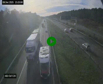 <h2>Webcam autoroute A63 en périphérie de Bordeaux au sud-est de la ville, en provenance du bassin d'Arcachon. Vue orientée vers Bordeaux</h2>