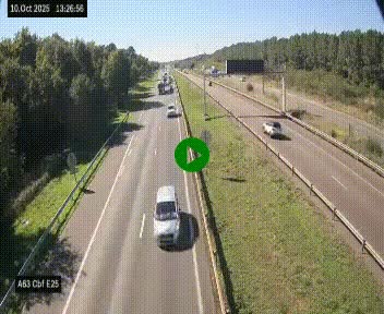 <h2>Webcam autoroute A63 en périphérie de Bordeaux au sud-est de la ville, en provenance du bassin d'Arcachon. Vue orientée vers Bordeaux</h2>